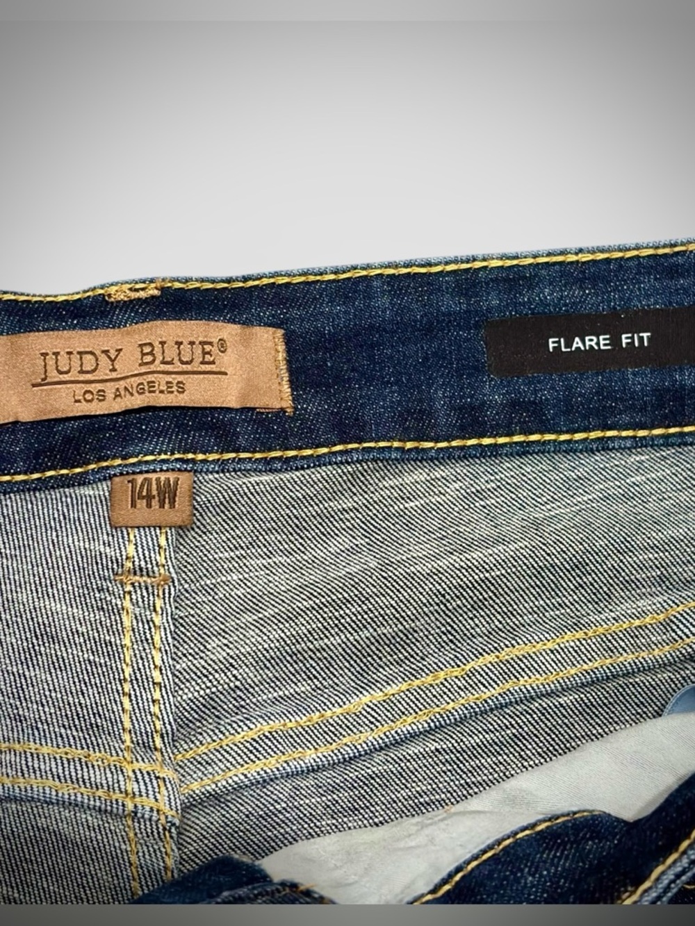 JUDY BLUE Los Angeles Flare Fit High Rise Dark Wash Stretch Jeans 14W Plus Retro - Picture 8 of 16
